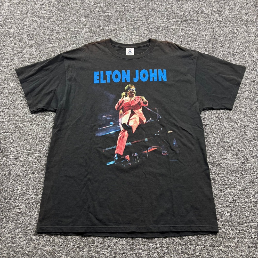 Vintage 1997 Elton John Solo Tour Concert Graphic Black T-Shirt Size XL